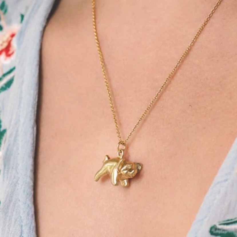 18ct Gold plated Pig Necklace - Image 3