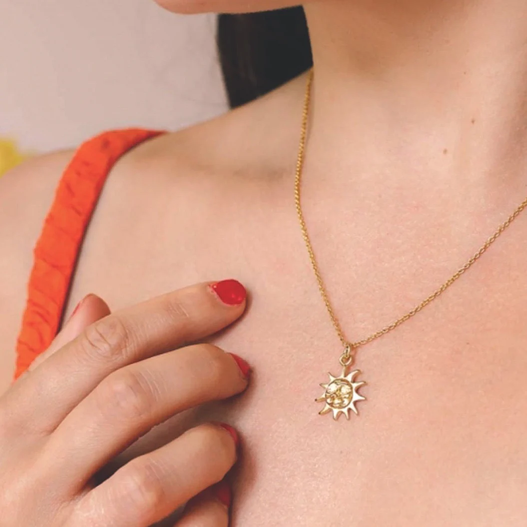18ct Gold plated and Silver Sun Necklace - Image 3