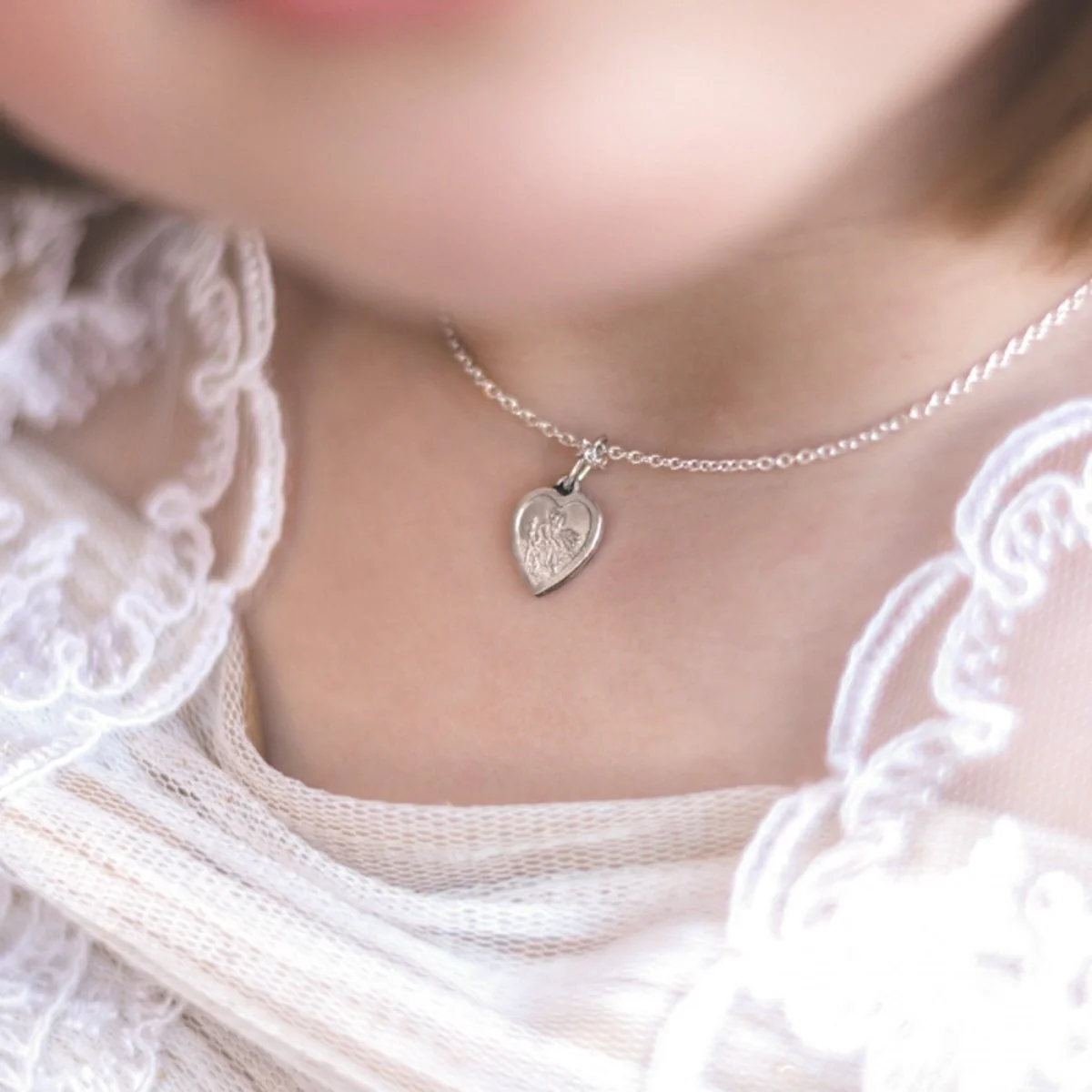 Silver Heart St Christopher Necklace - Image 2