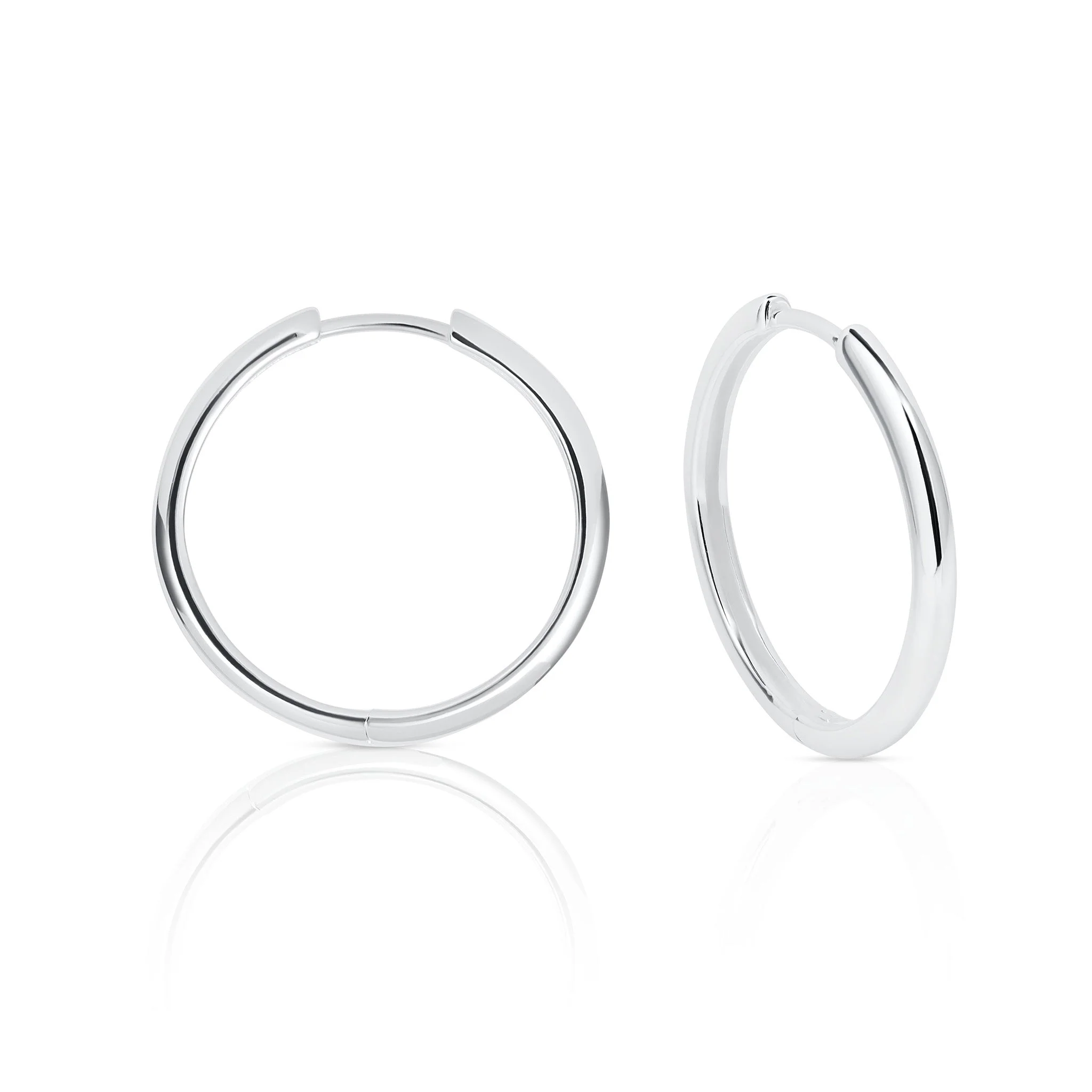 Classic Hinged Sterling Silver Hoop Earrings - Image 3