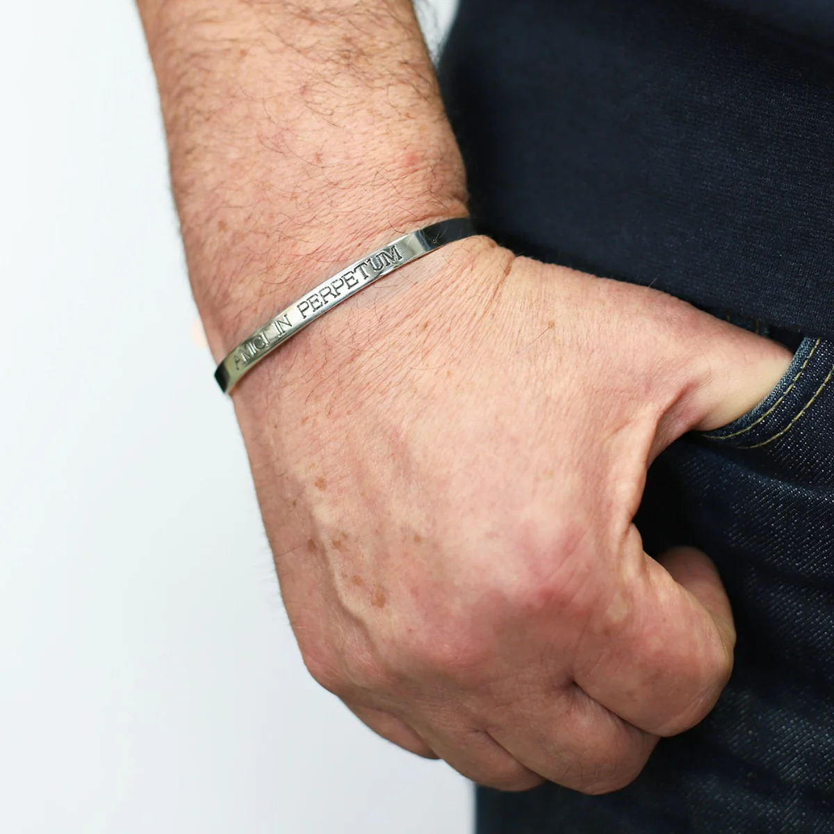 Men's Sterling Silver Cuff No.2 - 6mm Deep Engraved - Image 6