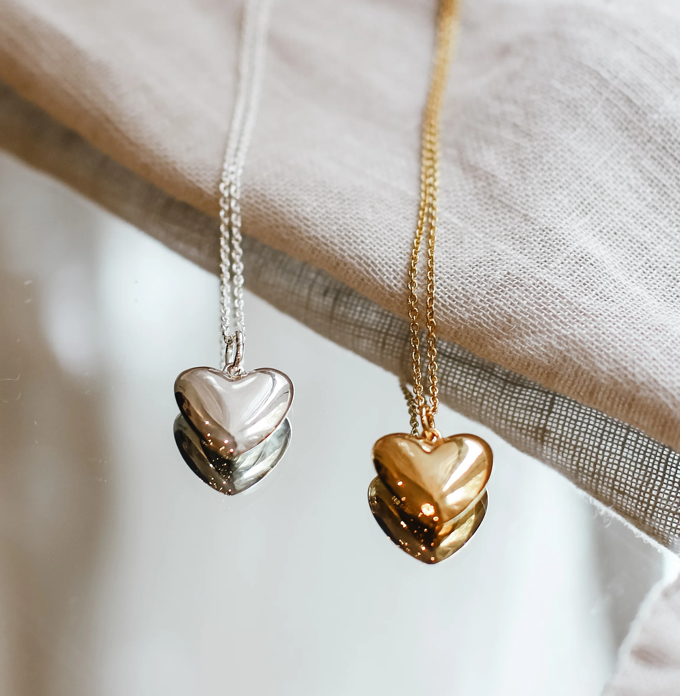 Deluxe Gold Plated & Sterling Silver Heart Necklace - Image 3