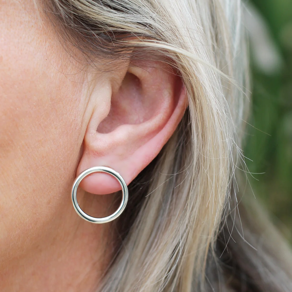 Sterling Silver Halo Hoop Earrings - Image 7