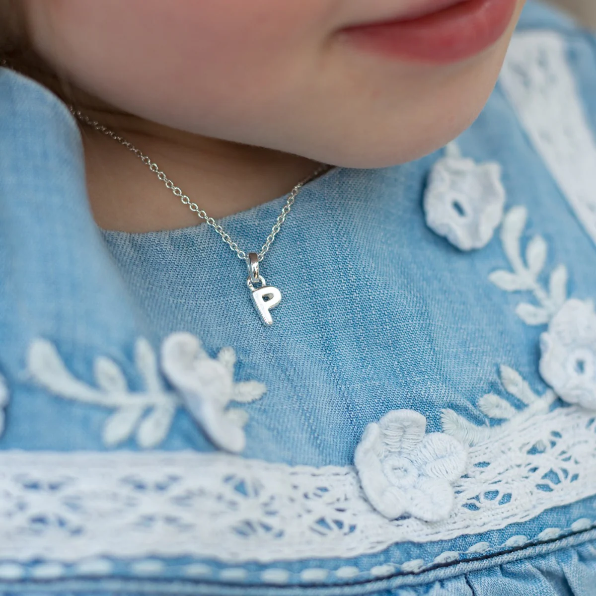 Child's Little Silver Initial Necklace - Image 2