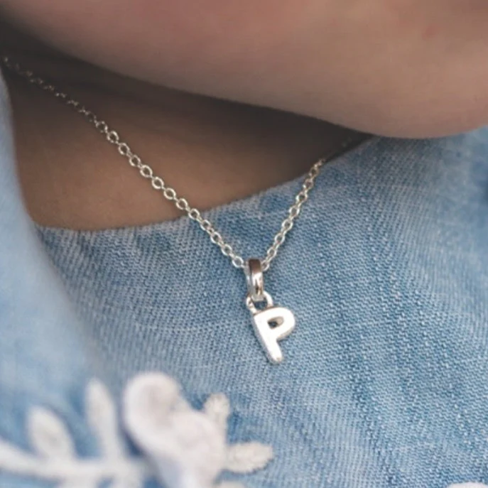 Child's Little Silver Initial Necklace - Image 3