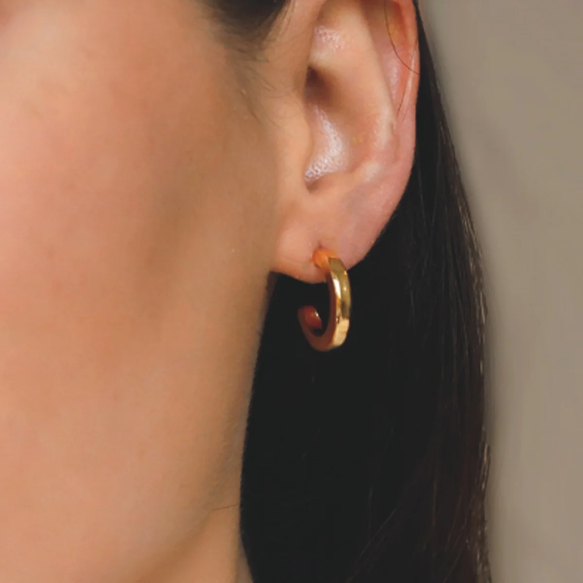 Gold Plated Square Section Open Hoop Earrings - Image 4