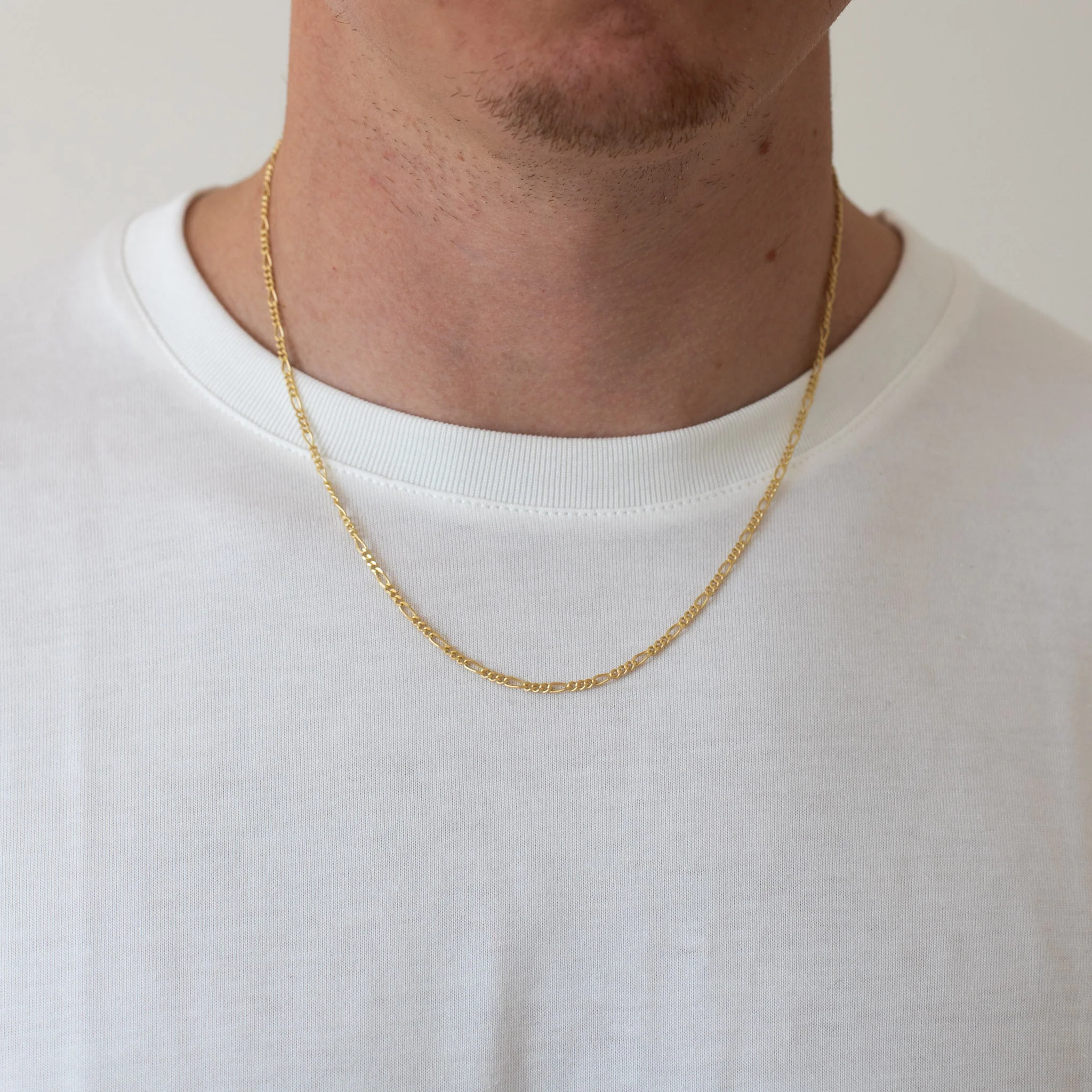 Gold Plated Sterling Silver 2.3mm Figaro Chain - Image 3