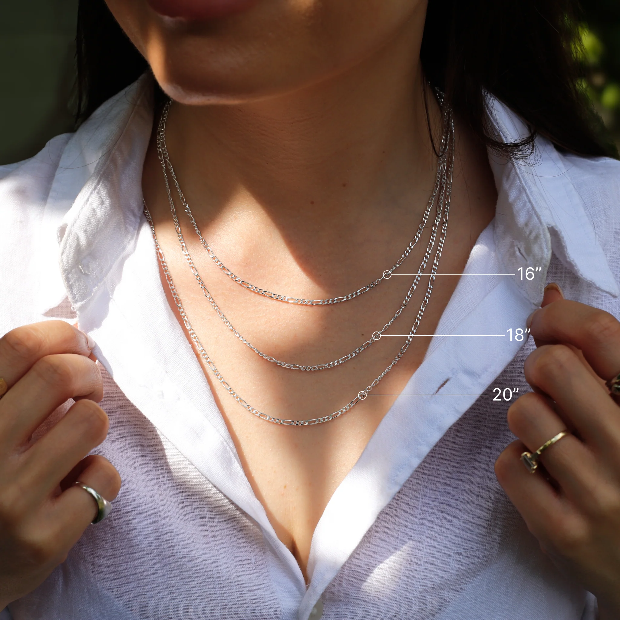 Silver Figaro T-Bar Necklace - Image 4