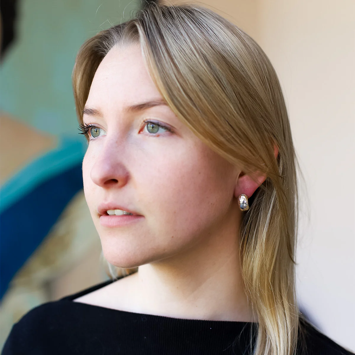 Hammered Half Hoop Earrings - Image 2