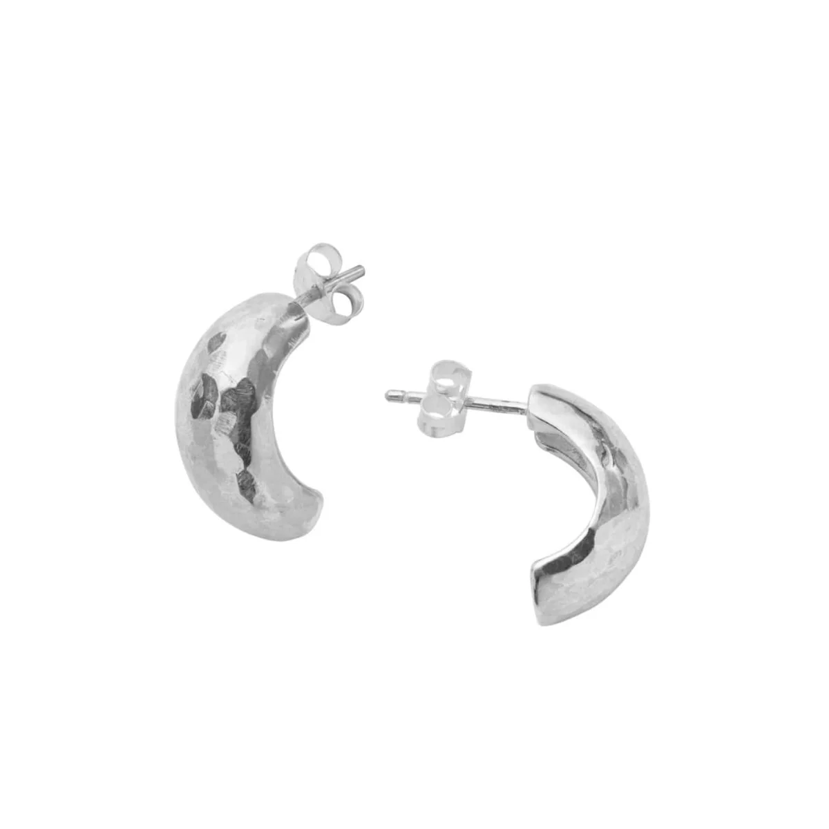 Hammered Half Hoop Earrings - Image 3