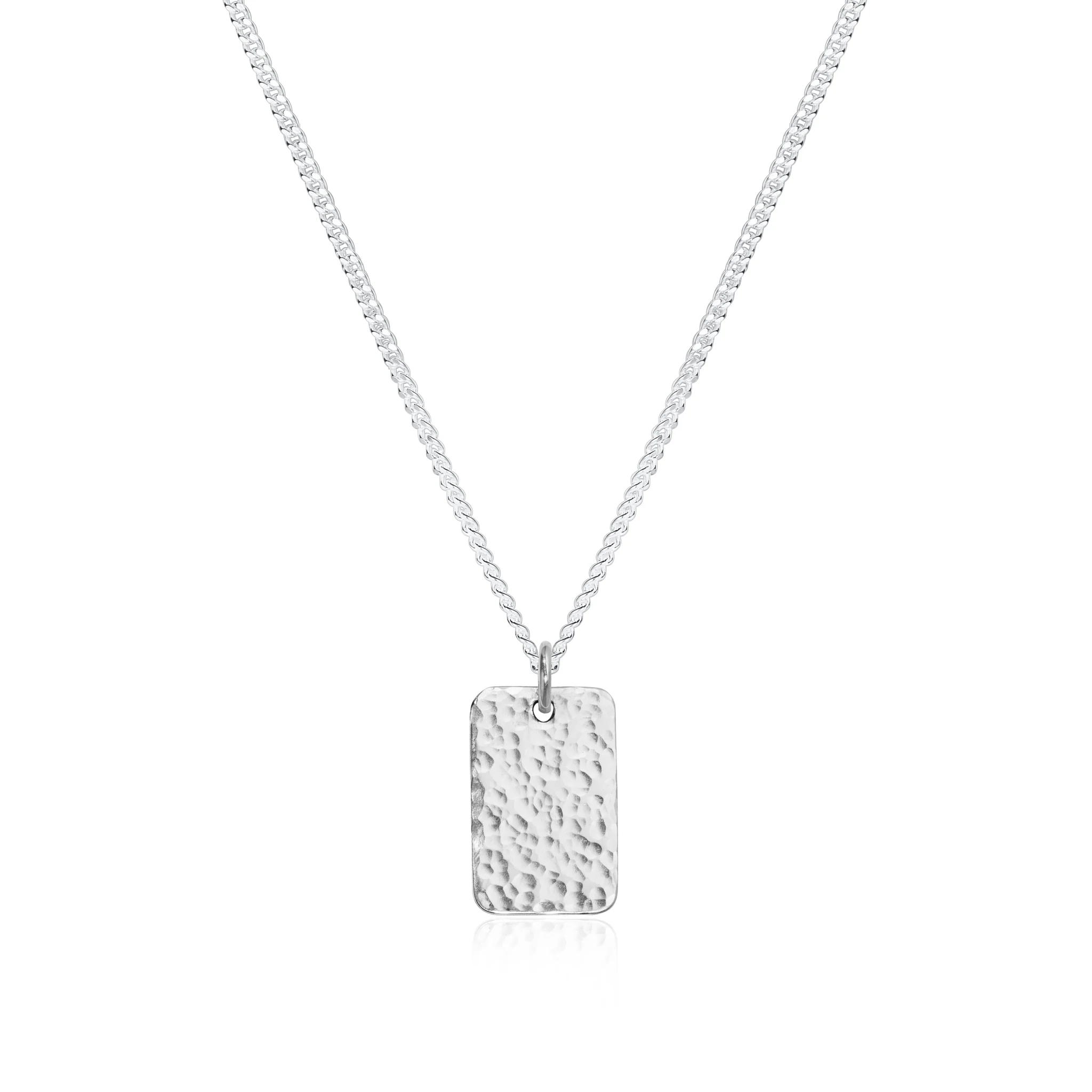 Hammered Silver Dog Tag Necklace - Image 3