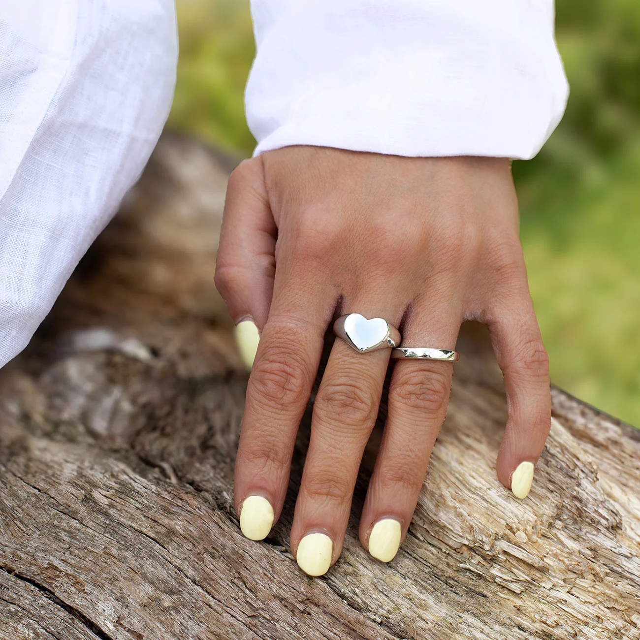 Solid Silver Heart Signet Ring - Image 3