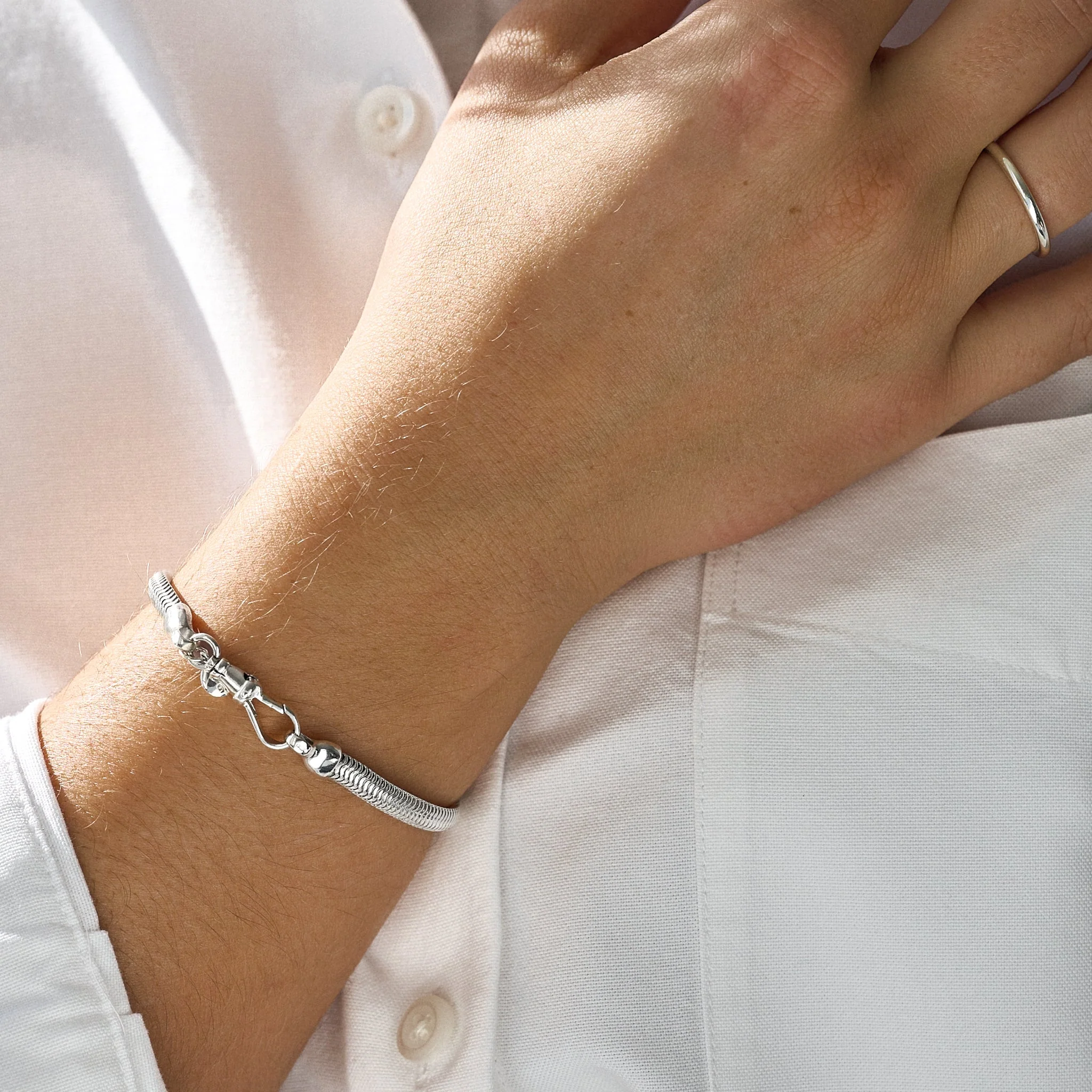Sterling Silver Snake Chain Albert Bracelet - Image 3