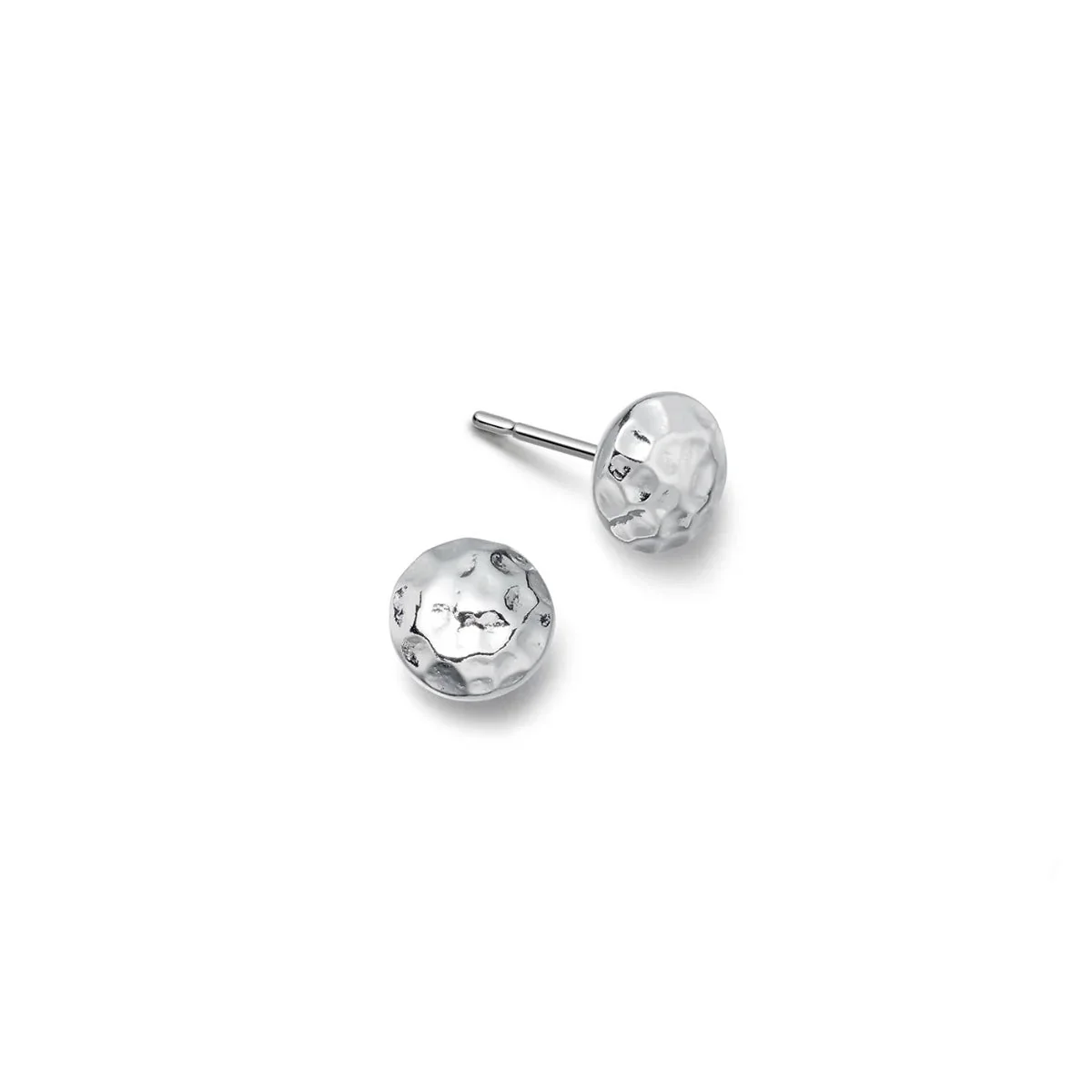 Round Silver Hammered Stud Earrings - Image 3