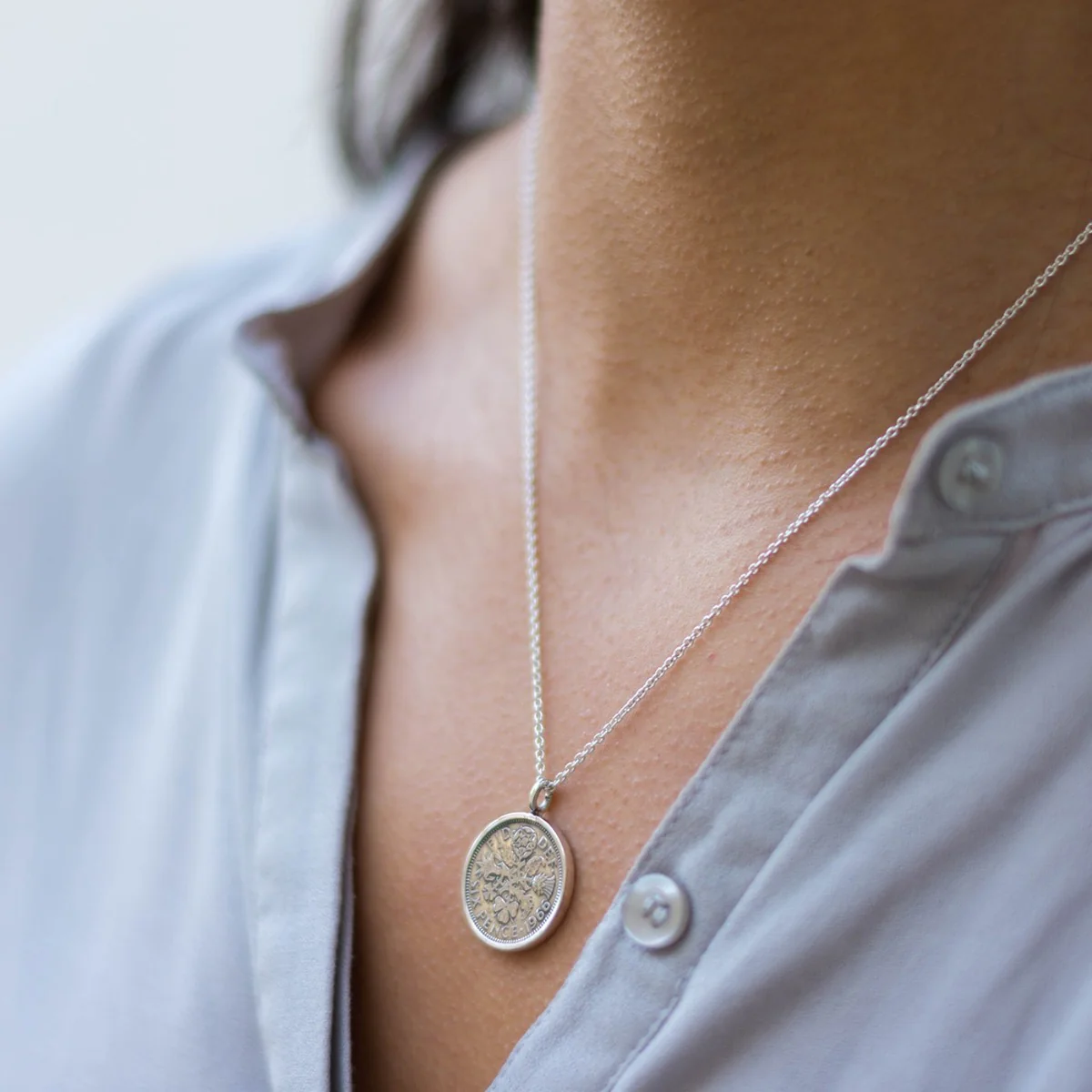 Sterling Silver Lucky Sixpence Necklace - Image 3