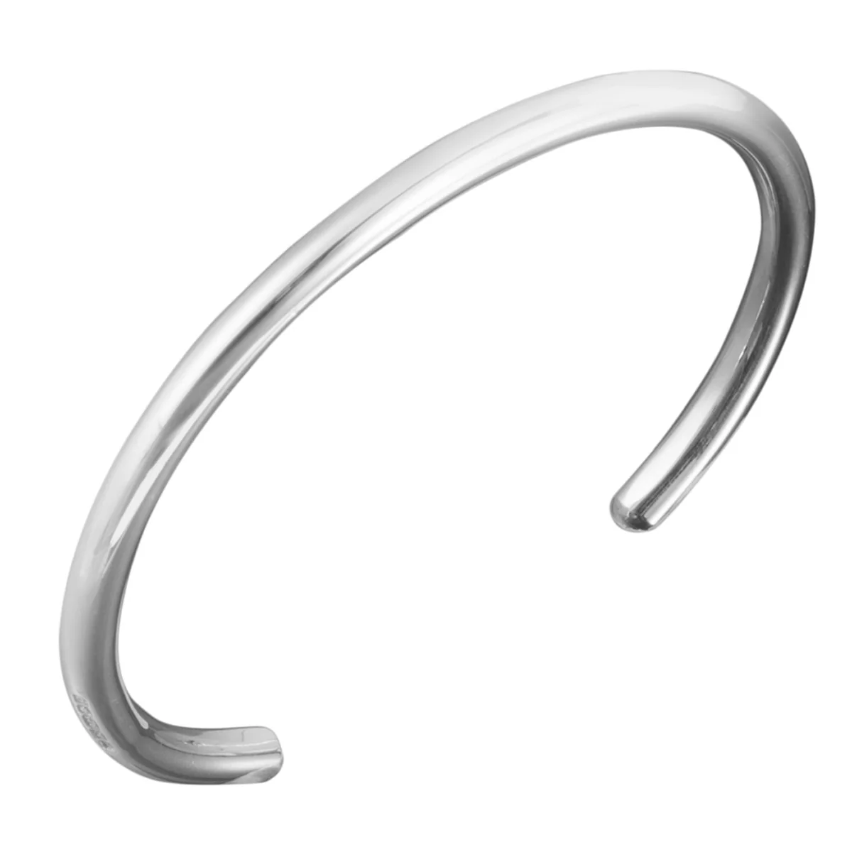 Men's Sterling Silver Open Bangle No.6 - 4mm Round - Image 4