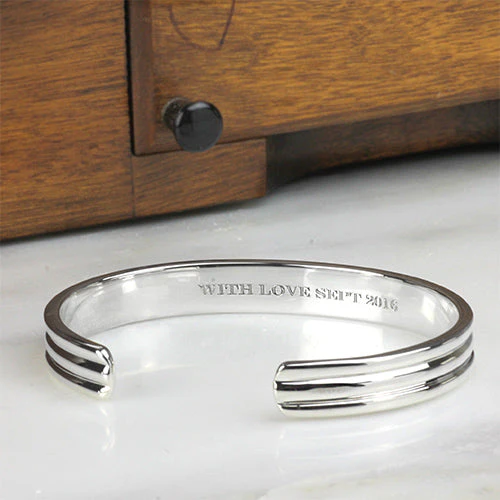 Men's Sterling Silver Cuff No.4 - 8mm Ribbed - Image 3