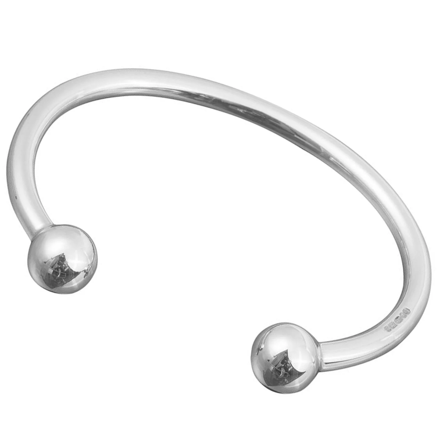 Men's Sterling Silver Ball Torque - Image 6