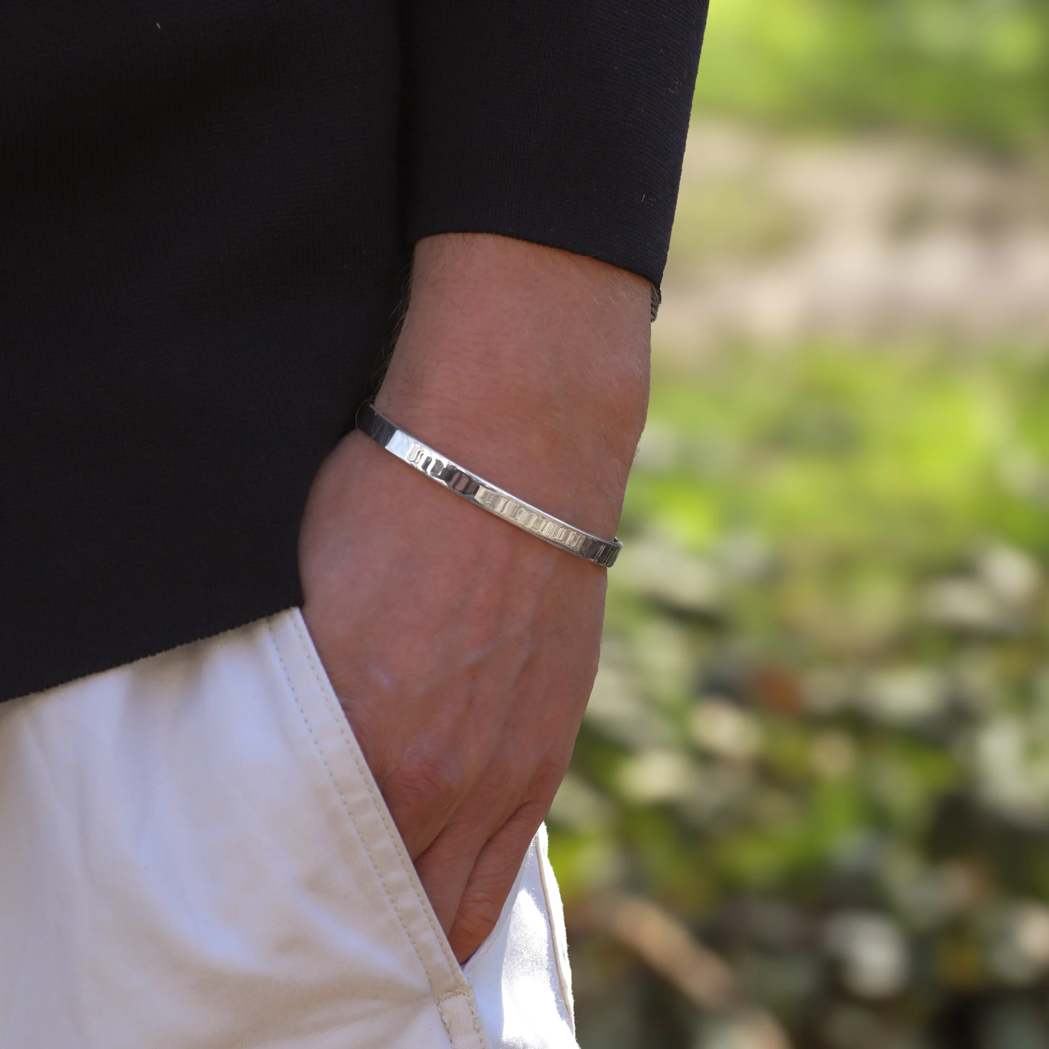 Men's Slim Sterling Silver Cuff No.8 - 6mm Comfort Fit - Image 4