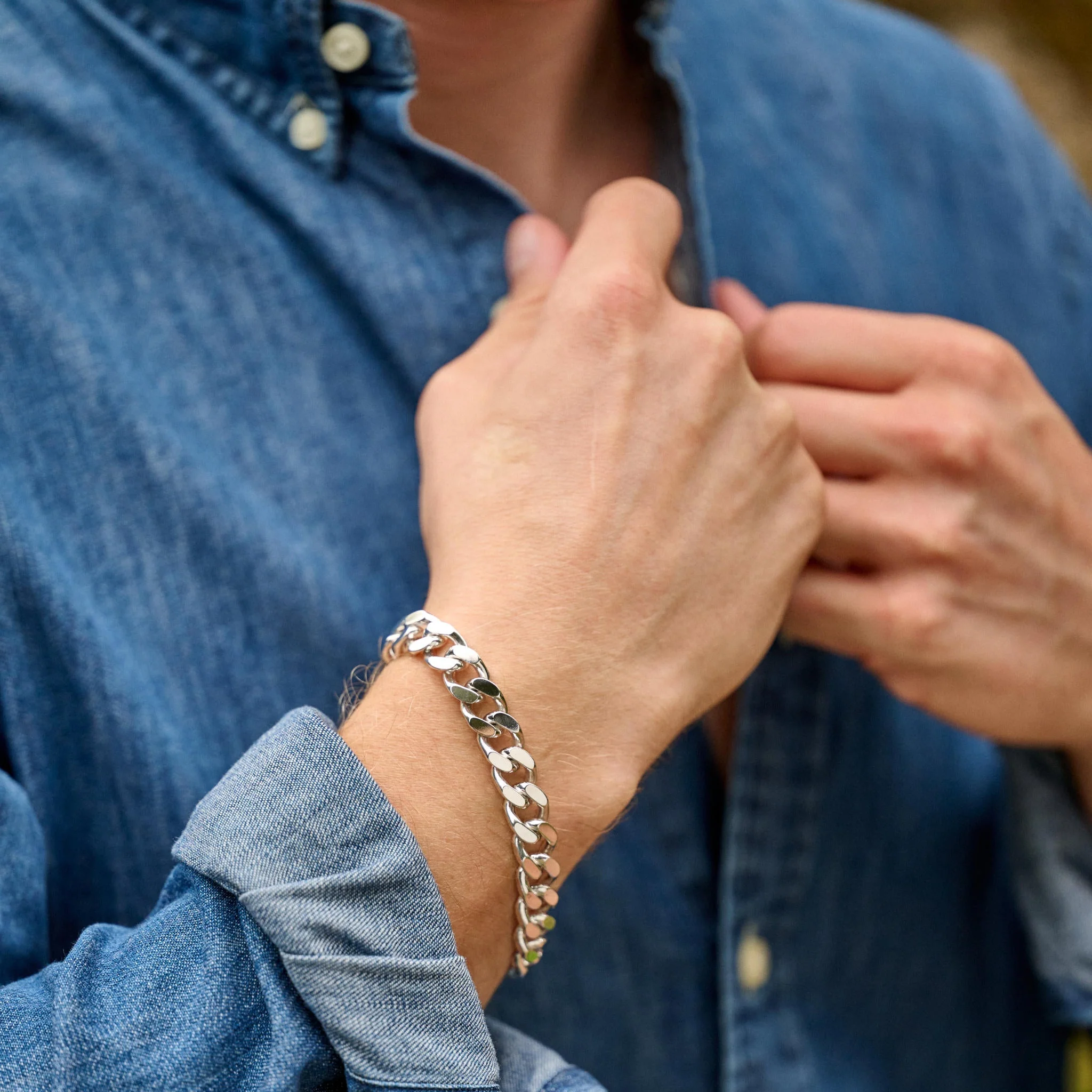 Mens Silver Heavy Curb Chain Bracelet - Image 4