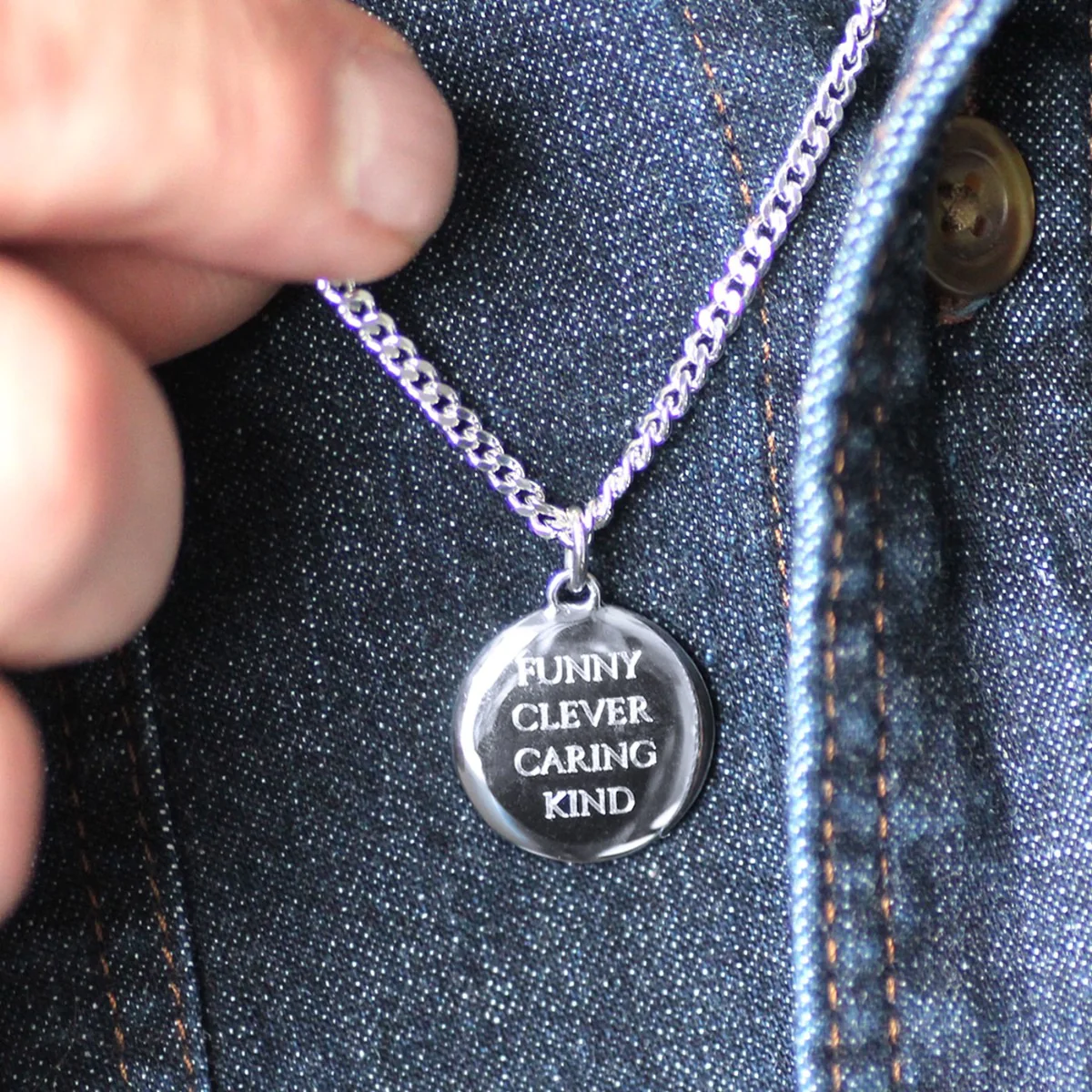 Mens Silver Pebble Pendant - Image 3