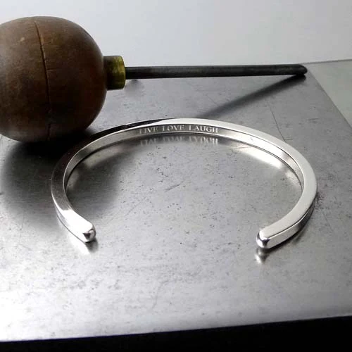 Men's Sterling Silver Open Bangle No.6 - 3.2 Square - Image 4
