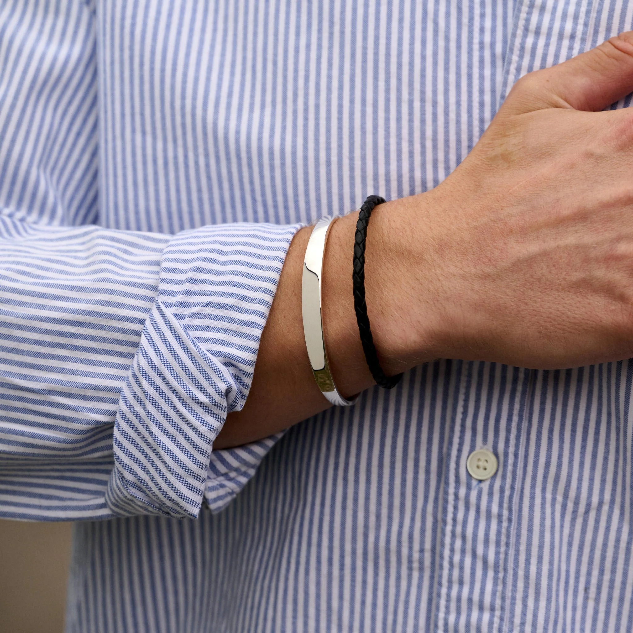 Men's Tapered Sterling Silver Cuff No.9 - Image 4