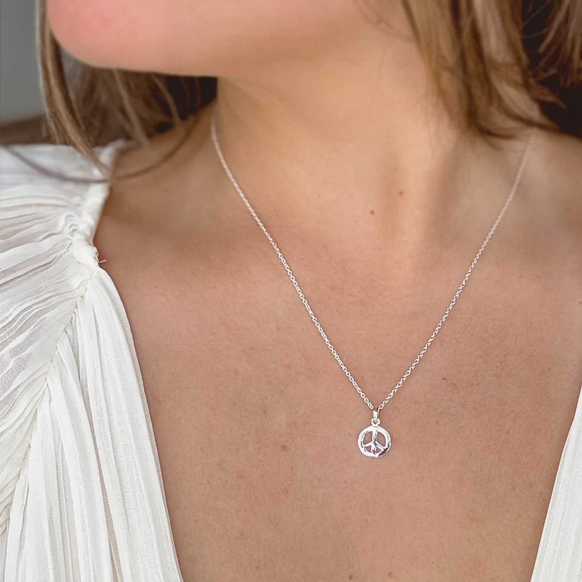 Mini Sterling Silver Peace Necklace - Image 3