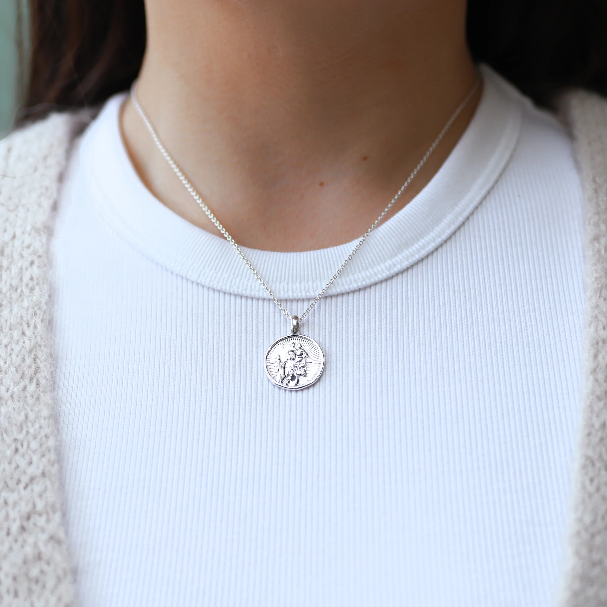 Modern Sterling Silver St Christopher Pendant - Image 3