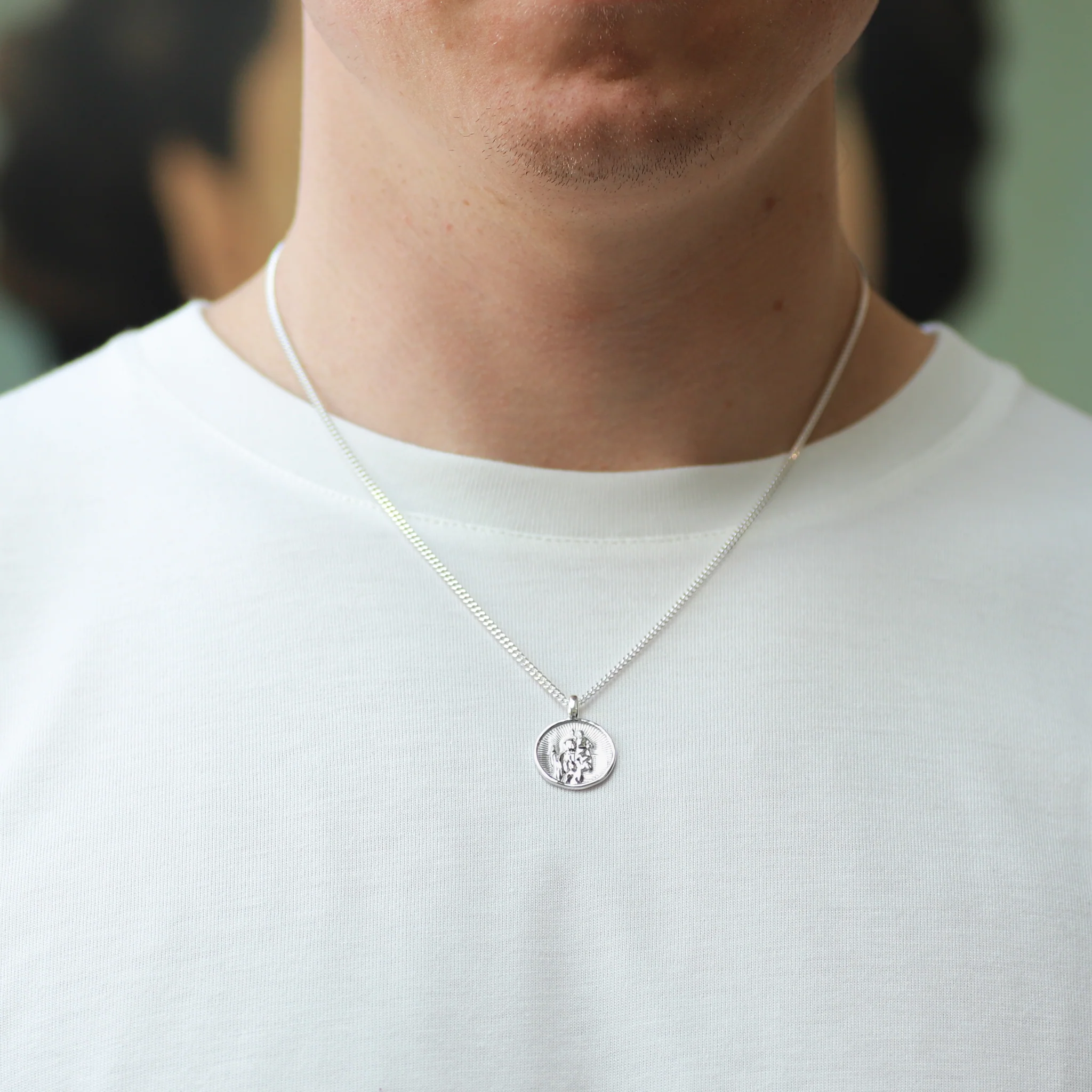 Modern Sterling Silver St Christopher Pendant - Image 4