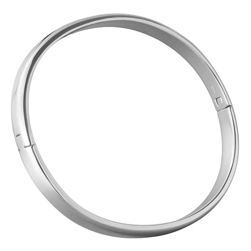 Oval Hinged Silver Bangle 6mm - Image 3