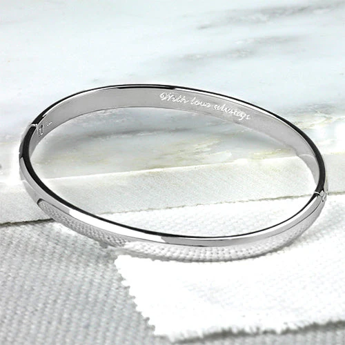 Oval Hinged Silver Bangle 6mm - Image 4