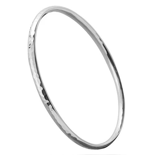 Silver Bangle No.2 - Classic Hammered 4mm - Image 6