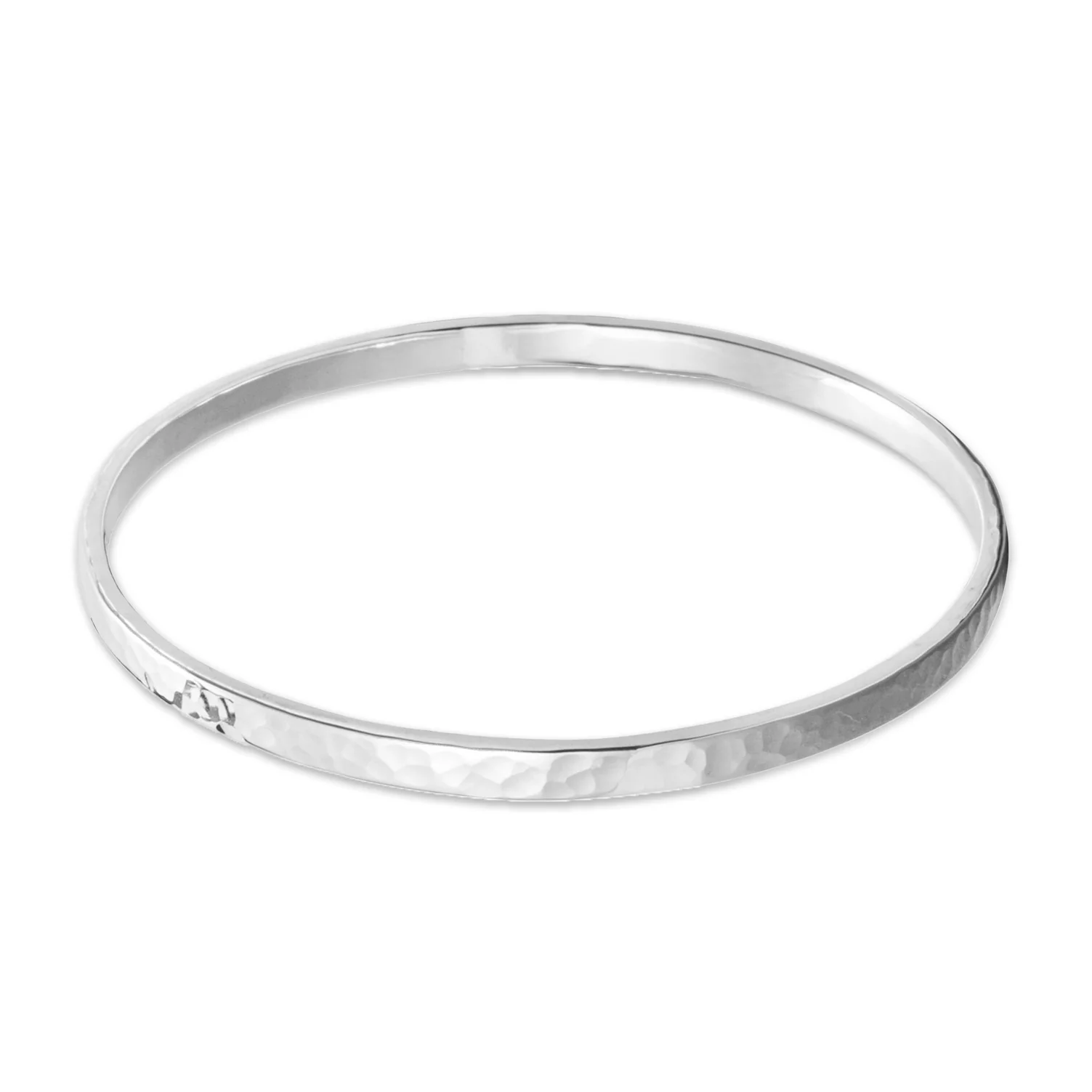 Silver Bangle No.3 - Flat Hammered 4mm - Image 4