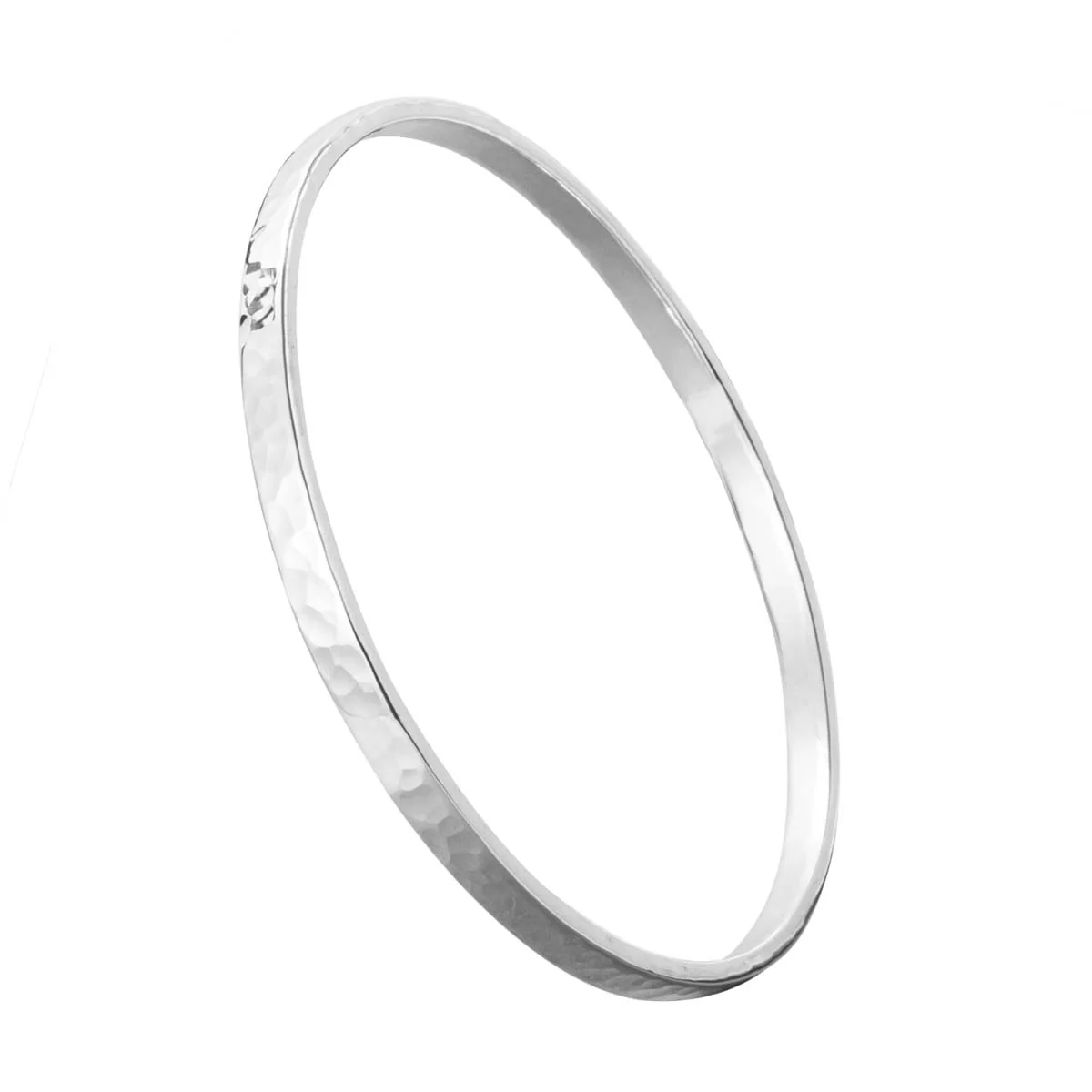 Silver Bangle No.3 - Flat Hammered 4mm - Image 5