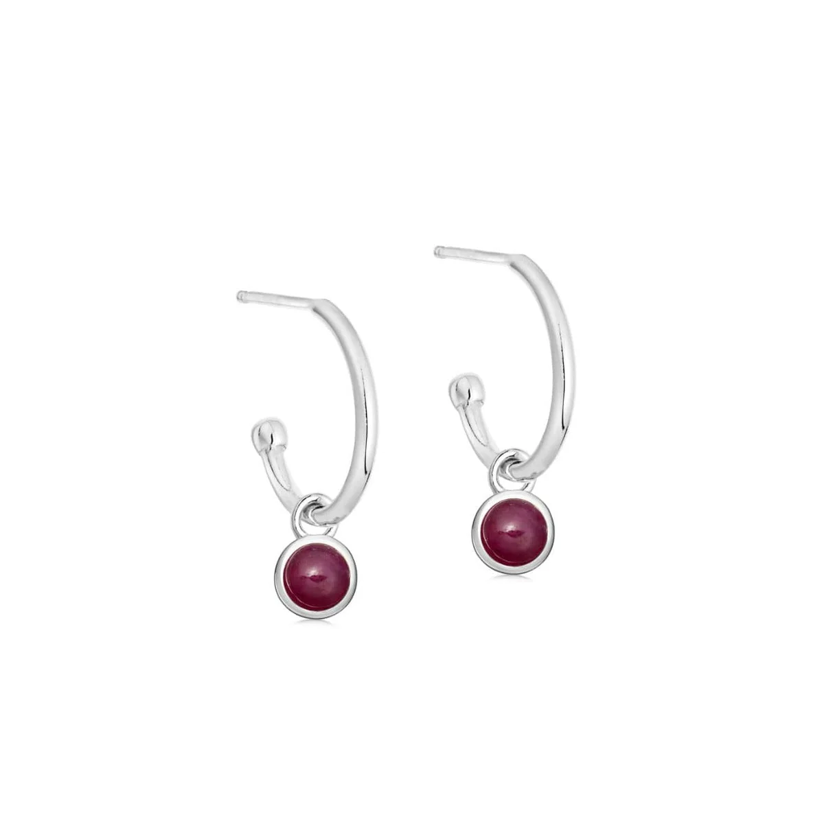 Silver Birthstone Hoop Earrings - Image 10