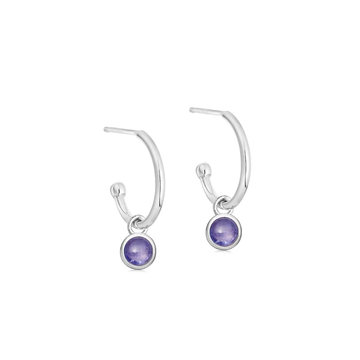 Silver Birthstone Hoop Earrings - Image 4