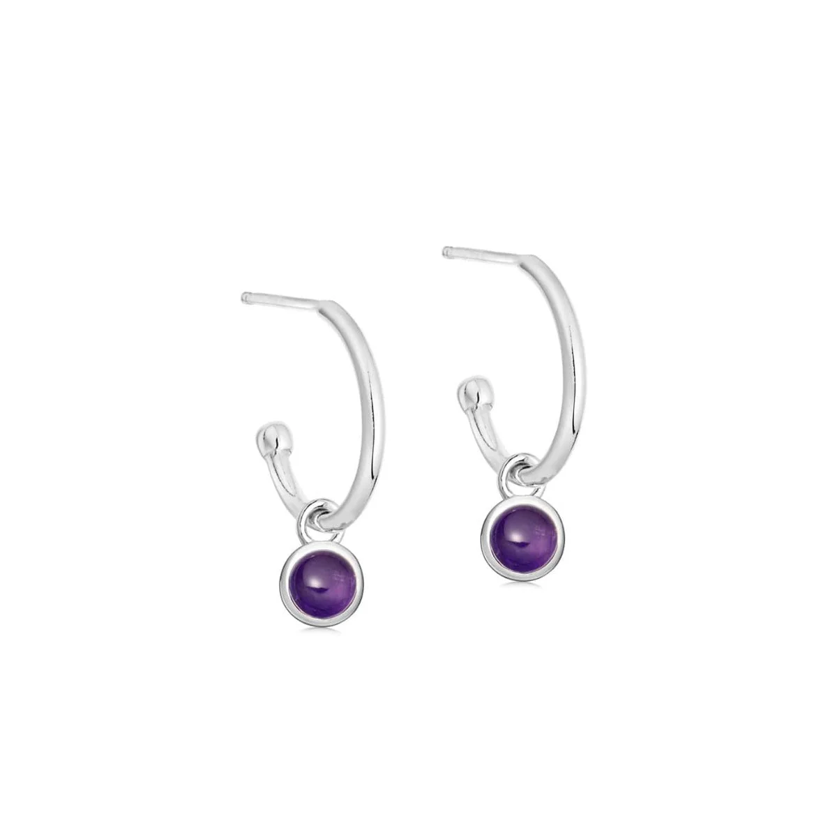 Silver Birthstone Hoop Earrings - Image 8
