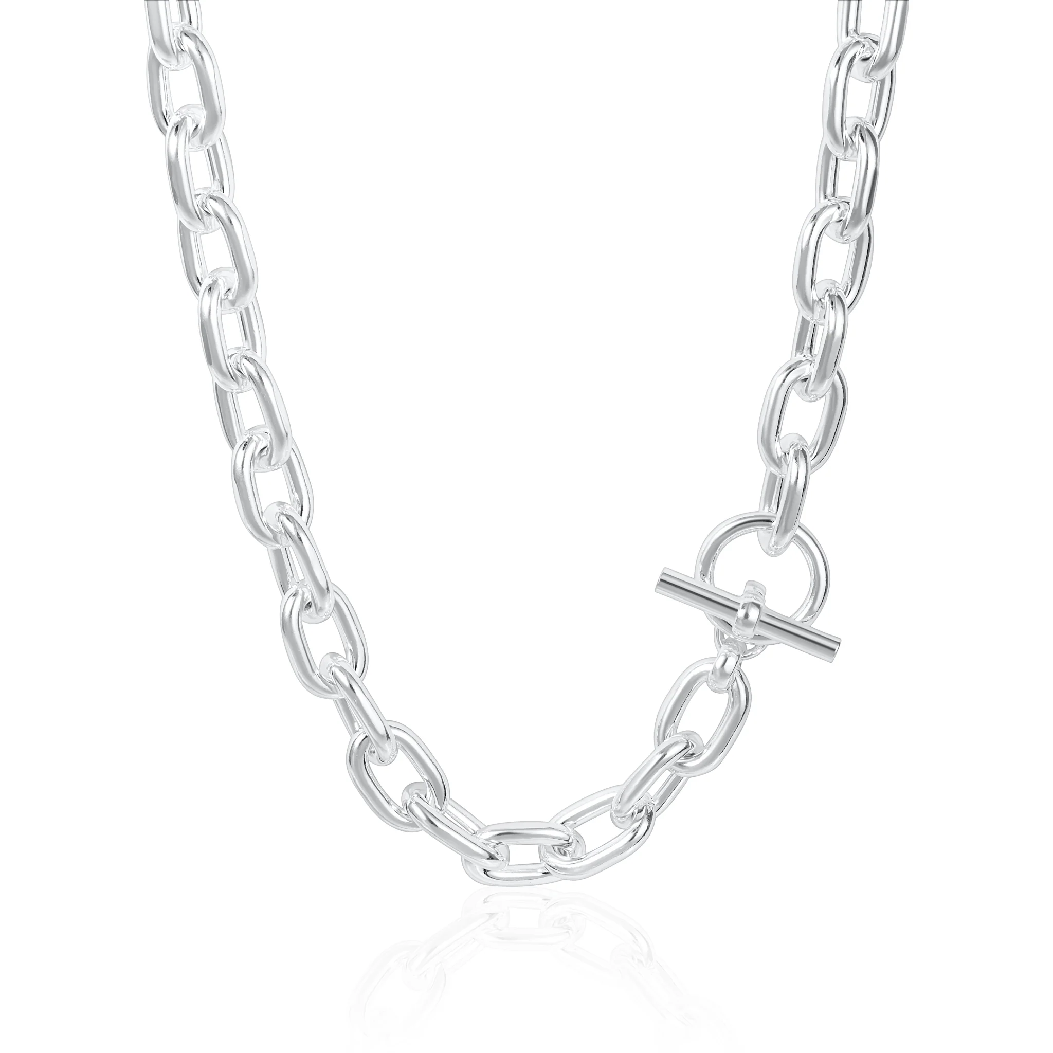 Silver Chunky T-Bar Necklace - Image 4