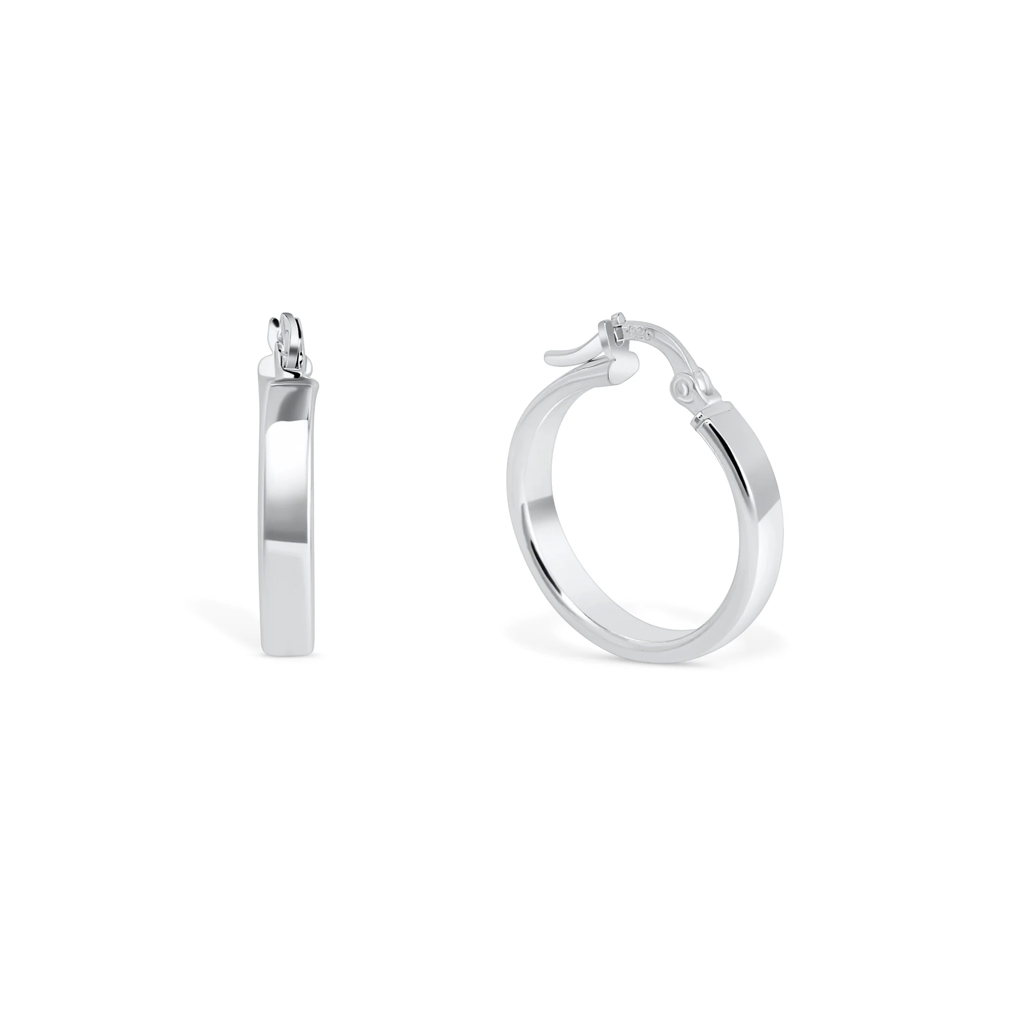 Silver Classic Flat Hoop Earrings