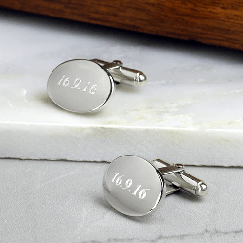 Silver Domed Oval Hinged Cufflinks - Image 3
