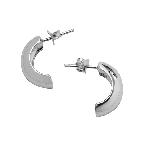 Silver Half Hoop Earrings - Image 3