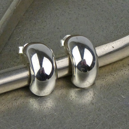 Silver Half Hoop Earrings - Image 4