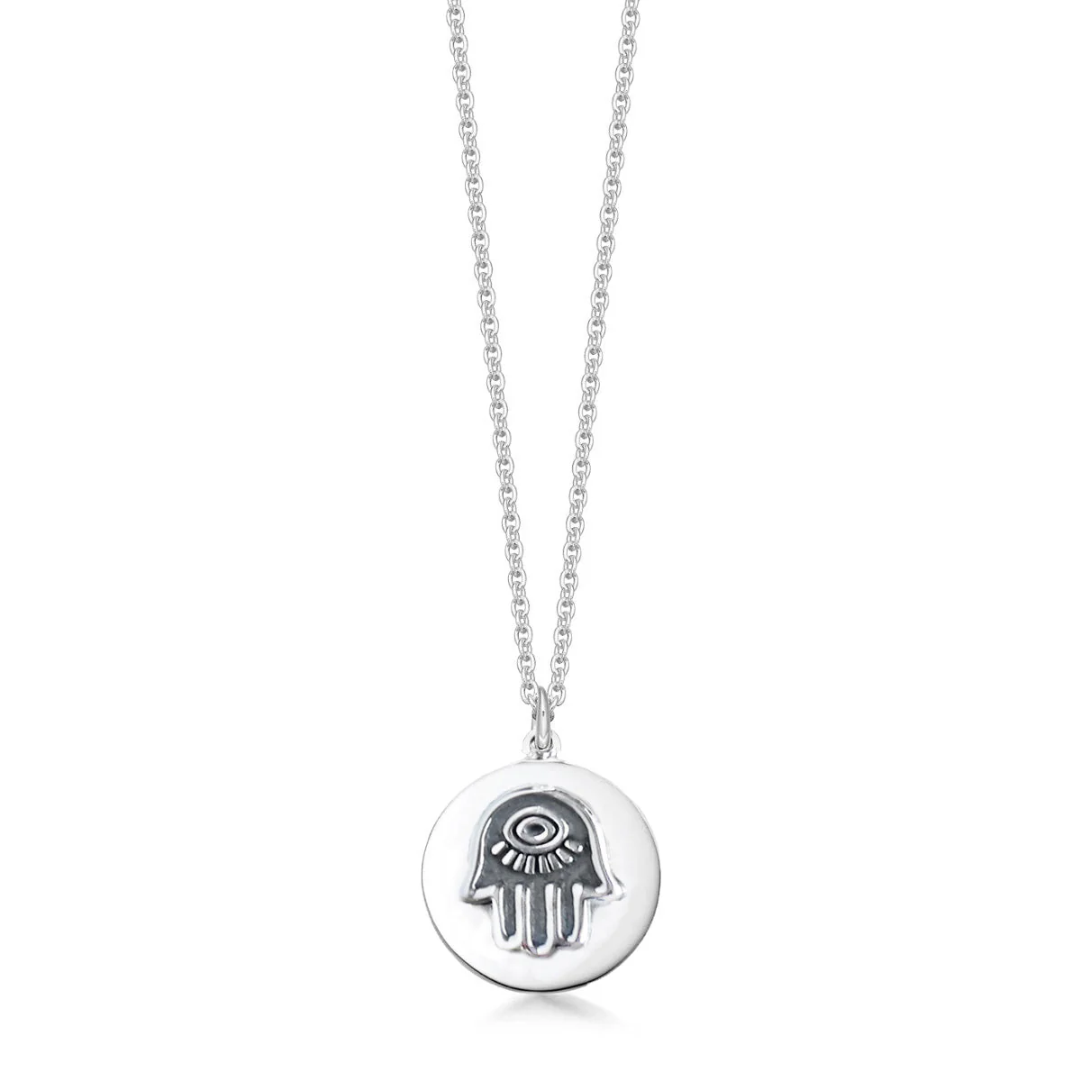 Silver Hamsa Hand Evil Eye Necklace - Image 3