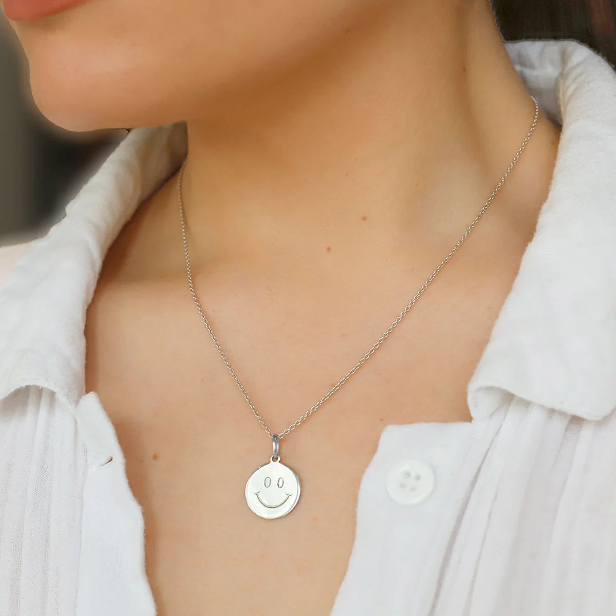 Silver Happy Face Necklace - Image 2