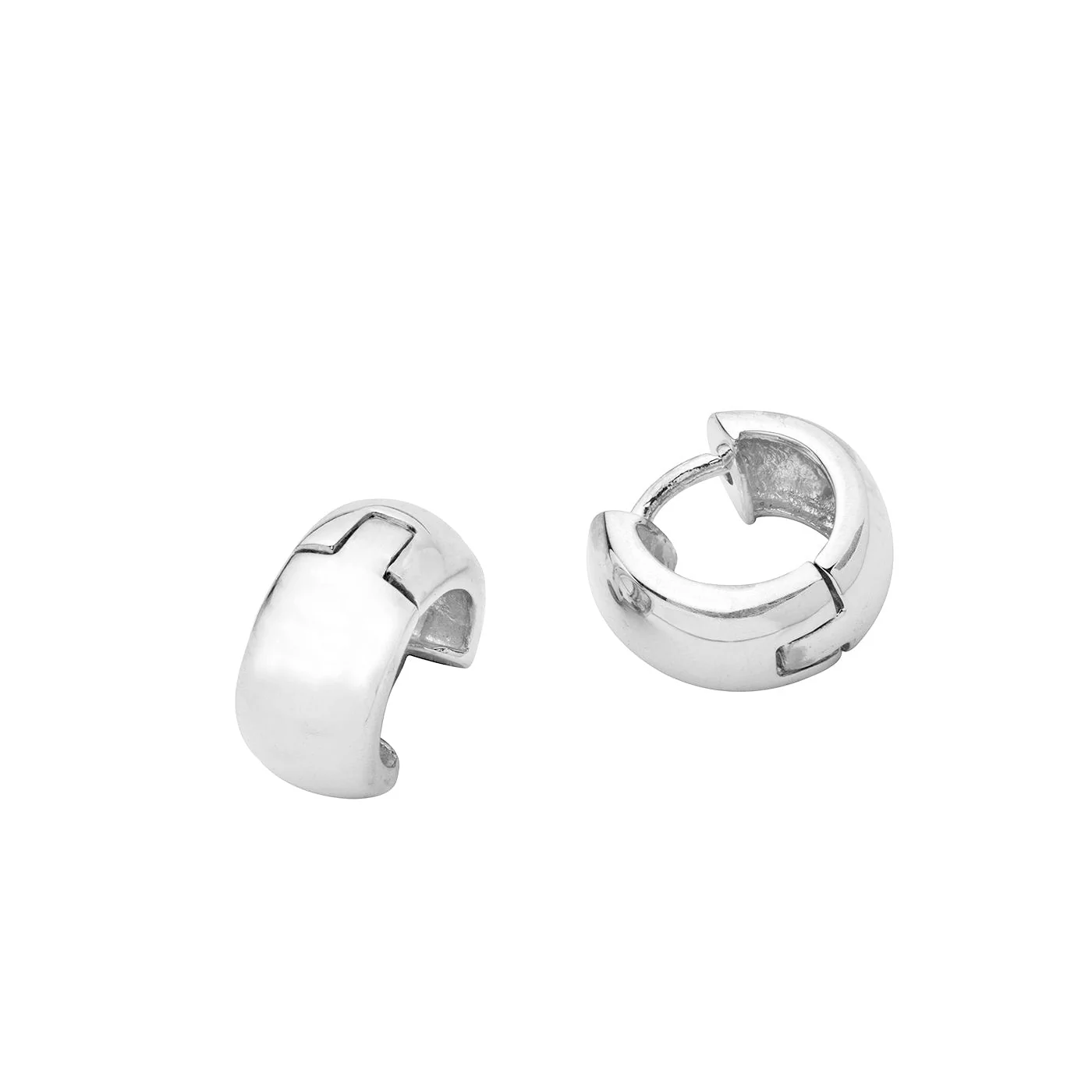 Chunky Silver Huggie Hoop Earrings - Image 3