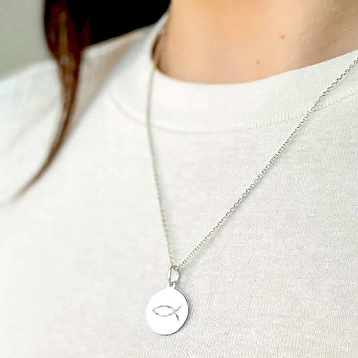 Silver Ichthys Fish Necklace - Image 2