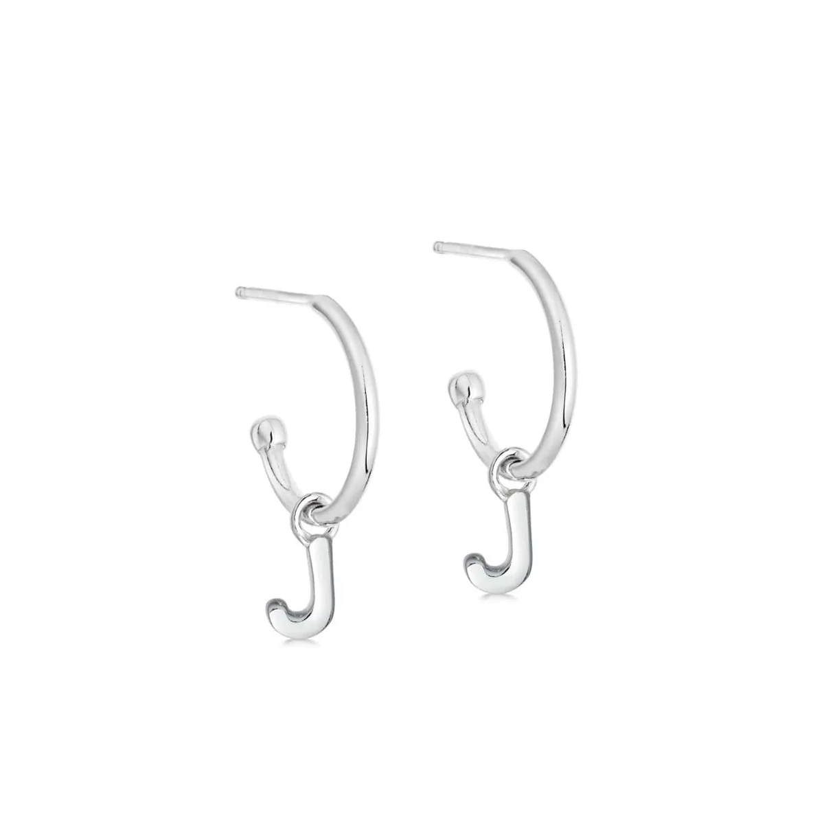 Silver Initial Hoop Earrings - Image 10