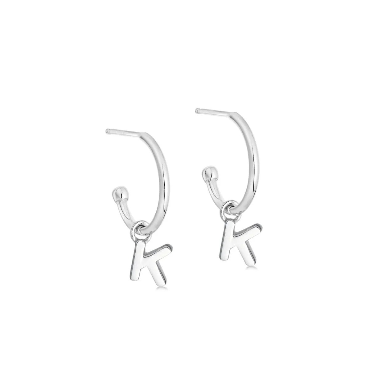 Silver Initial Hoop Earrings - Image 11