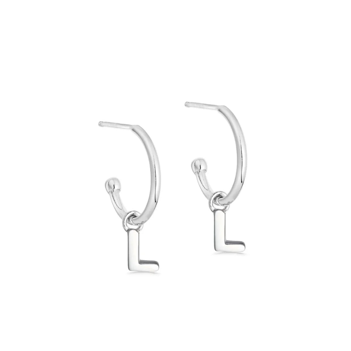 Silver Initial Hoop Earrings - Image 12
